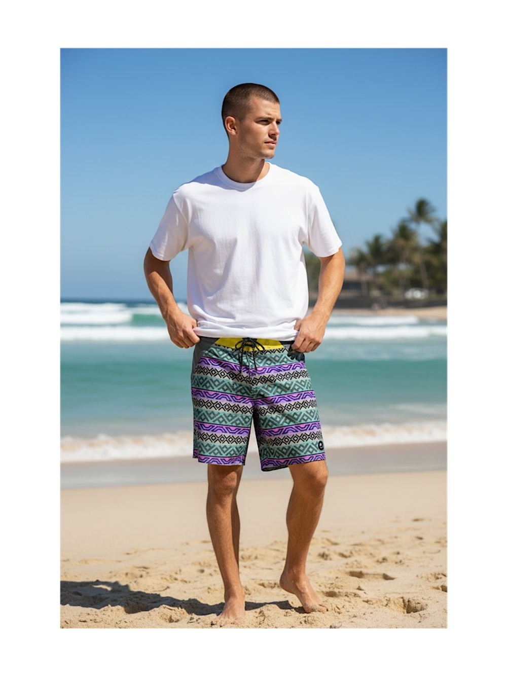 Vast Men's HydrogenVI Patterned Boardshorts - Purple & Green, NWT, 30